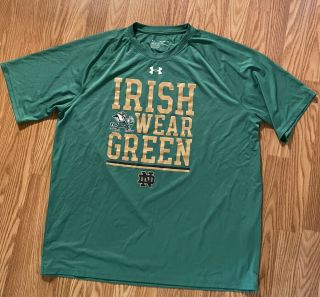 Notre Dame Football Team Issued Irish Wear Green Shirt 2xl
