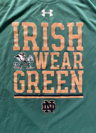 Notre Dame Football Team Issued Irish Wear Green Shirt 2xl 2