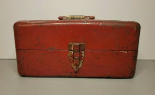 Vintage Union Steel Chest Corp - Leroy,  N.  Y.  Tackle Box Made In U.  S.  A - Red