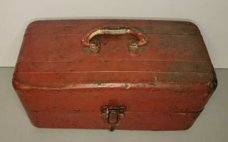 Vintage Union Steel Chest Corp - Leroy,  N.  Y.  Tackle Box Made in U.  S.  A - Red 2