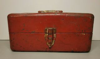 Vintage Union Steel Chest Corp - Leroy,  N.  Y.  Tackle Box Made in U.  S.  A - Red 3