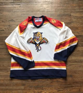 Authentic Vintage Ccm Nhl Florida Panthers Hockey Jersey L White Red 1990s