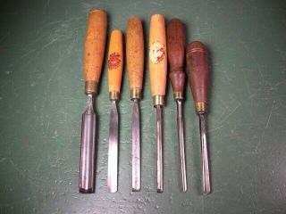 Old Vintage Woodworking Tools Carving Chisels Gouges Fine Group