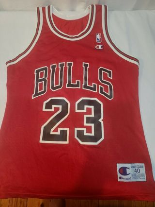 Vintage Champion Michael Jordan Jersey Red Chicago Bulls Nba Basketball Mens 40