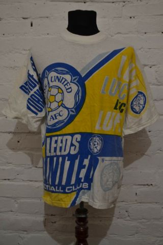 Vintage Leeds United Fan Football Shirt 90s Cotton Soccer Jersey Mens Xl Rare