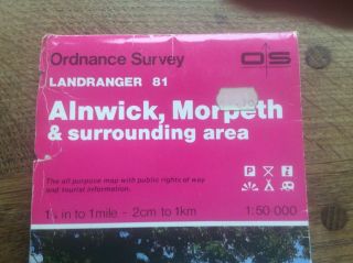 Alnwick Morpeth Northumberland & surrounding area OS Landranger GB Map 1:50000 2