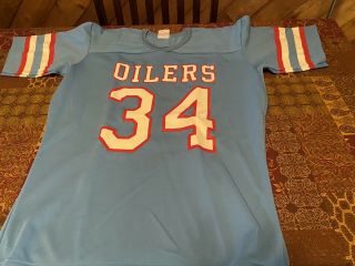 Vintage Nfl Rawlings Houston Oilers 34 Football Jersey Made In Usa Mens M 38 - 40