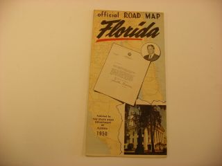 Vtg Vacation Travel Brochure - 1950 Florida Road Map