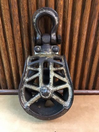 Antique Ornate Cast Iron Hay Trolley Drop Pulley Hoist Old Vtg Myers Farm Tool