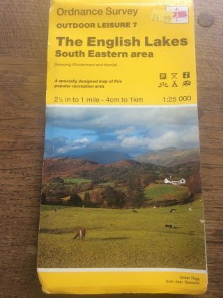 English Lake District Windermere Kendal Cumbria Outdoor Leisure Os Map 1:25000