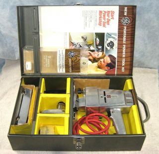 Vtg GE Portable Power Tool Kit w/ Metal Case 3 in 1 Drill,  Sander,  Sabre Saw USA 2
