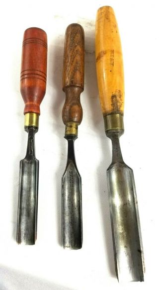 Set Of 3 Vintage/antique Gouges / Chisels Wood Carving Tools.  Sheffield,  Uk.