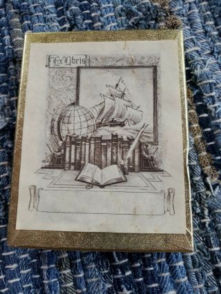 Vintage Antioch Gummed Bookplates Set Of 39 Plates Box Ex Libris Usa