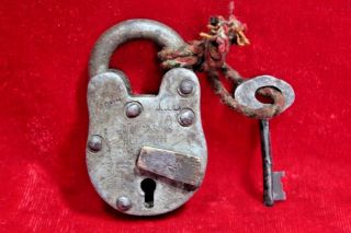Iron Lock And Key Old Vintage Antique Collectible Be - 67