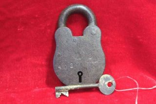 Iron Lock And Key Old Vintage Antique Rare Decorative Collectible Bb - 44