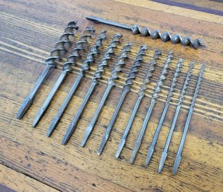 Antique Tools Brace Bit Hand Drill Auger Drilling Bits Vintage James Swan ☆usa