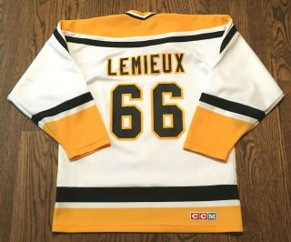 Vintage Mario Lemieux Jersey Youth L/xl Pittsburgh Penguins Nhl Hockey Ccm