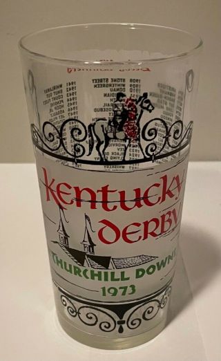 1973 Kentucky Derby Churchill Downs Frosted Julip Glass Tumbler 1875 - 1972