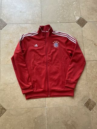 Adidas Bayern Munich Fc Full Zip Red Track Jacket Size Large