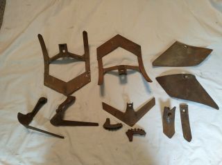Vtg Antique,  9,  Cultiv Ator Iron Hand Plow Attachments,  Farm Garden Tools,