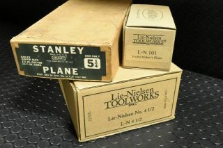 Hard Find Plane Boxes - Lie - Nielsen 4 - 1/2 Corrugated & 101,  Stanley 5 - 1/4