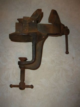 Small Antique Stanley Clamp On Vise 2 " Jaws W/ Anvil Pat 1915 Britain Ct Sw
