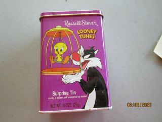 Russell Stover Looney Tunes Suprise Tin Tweety & Sylvester Cat Candy Empty