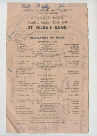 Flyer Stanley Park Blackpool 1948 St Hilds Band - Leonard Davies Comductor