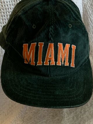 Vintage Miami Hurricanes Corduroy Hat - Starter Snap Back Strap