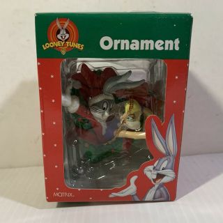 Vtg Looney Tunes Bugs Bunny & Lola Heart Shaped Wreath Christmas Ornament 1998