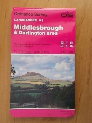 1985 Ordnance Survey Landranger Sheet Map No 93 Middlesbrough & Darlington Area
