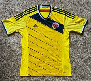 Men’s 2014 Adidas Colombia Adizero Sz L Home Yellow Soccer Futbol Jersey Large