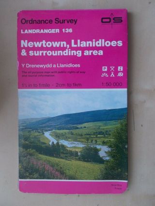 1986 Ordnance Survey Landranger Sheet Map No 136 Newtown Llanidloes & Area
