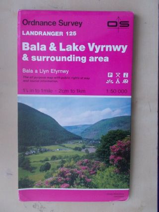 1984 Ordnance Survey Landranger Sheet Map No 125 Bala & Lake Vyrnwy