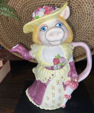 Muppets Miss Piggy Ceramic Teapot Server Vintage Sigma Tastesetter Japan