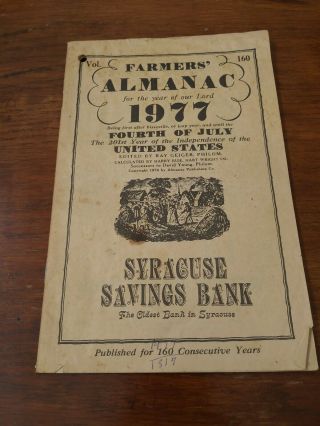 Farmers Almanac 1977 Syracuse Savings Bank 4th Of July United States