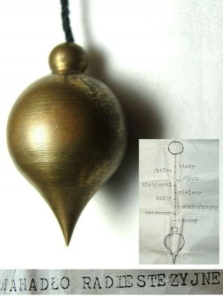 Old Solid Brass Radiesthetic Dowsing Pendulum Plumb Bob W/ Polish Instructions