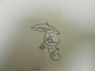 The Smurfs Animation Production Art Drawing Cel Brainy Smurf Sc 117 B - 121 Stat