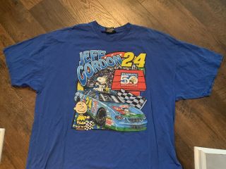 Vintage 2000 Jeff Gordon Snoopy Peanuts Nascar Racing T Shirt Size 2x Chase Auth