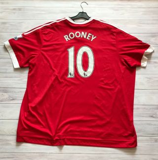 Manchester United 2015 - 2016 Home Football Shirt Jersey Adidas Sz 4xl 10 Rooney