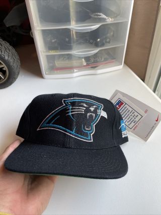 Vtg Carolina Panthers Sports Specialties Snapback Hat Plain Logo Nfl Osfa Blue