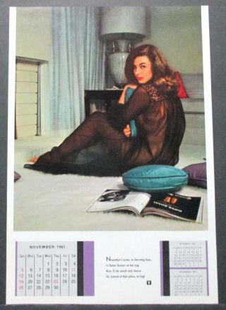 November 1961 Playboy Playmate Pinup Calendar Page,  Elaine Stewart