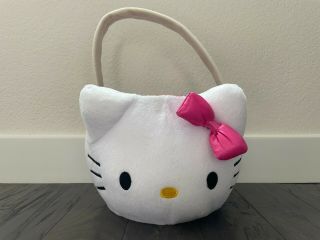 Sanrio Hello Kitty Plush Bucket Halloween Candy Basket Pink Witch & Bat 2007