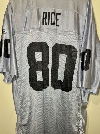 Jerry Rice Rare Vintage Reebok Oakland Raiders Jersey Silver Black Men’s Large