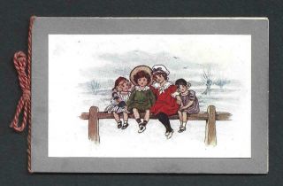 Q57 - Children Sitting On A Fence - Print On Edwardian Folding Xmas Card