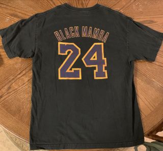 Kobe Bryant Los Angeles Lakers Jersey T - Shirt Men’s Black Mamba Adidas 24 Size L