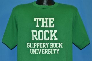 Vintage 80s Slippery Rock University Pennsylvania Kelly Green T - Shirt College L