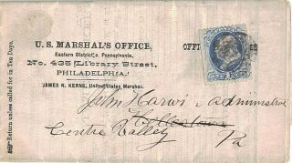 1878 Philadelphia,  Pennsylvania Bankruptcy Notice From U.  S.  Marshall 