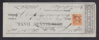 Usa 1880s/90s Four Cancelled Cheques Merchants Bank First National Bank