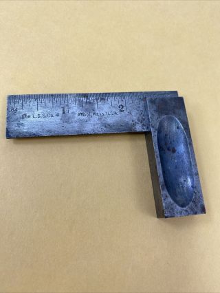 Small 3” Starrett No.  63 Machinist Try Square Tempered The L.  S.  S.  Co.  Athol Mass.